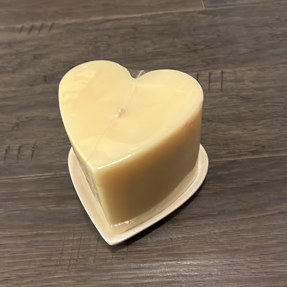 Things Remembered Ivory Heart Candle and Heart Tray and Heart Charm